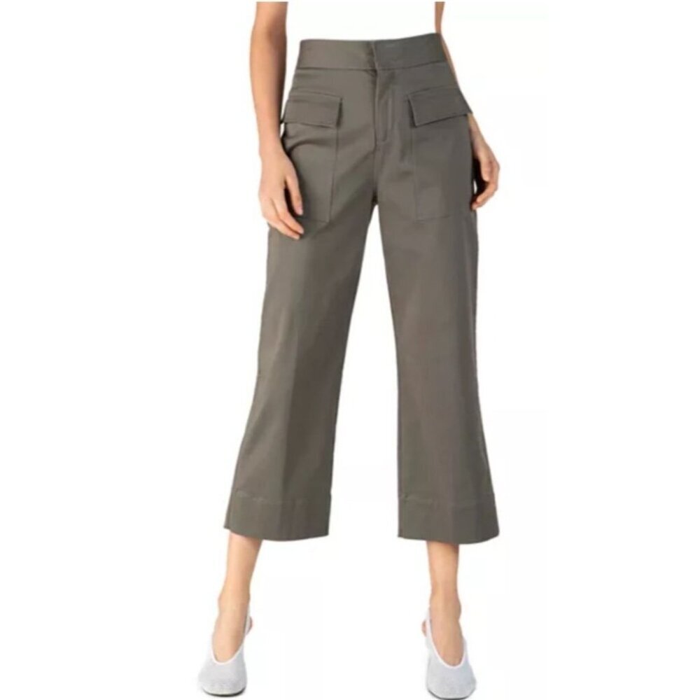 ATM Anthony Thomas Melillo Cropped Flare‎ Pants Olive Green Sz 4 Minimalist Chic